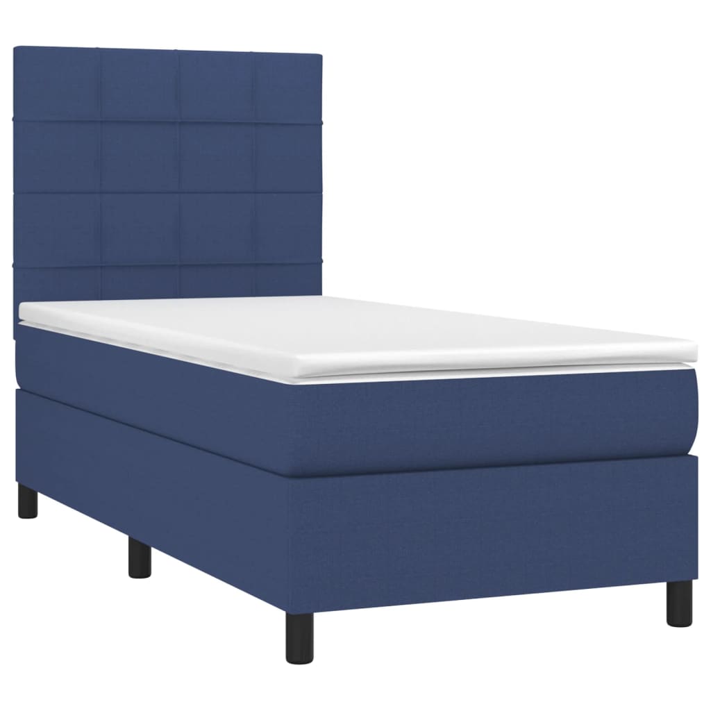 Boxspringbett mit Matratze & LED Blau 90x190 cm Stoff