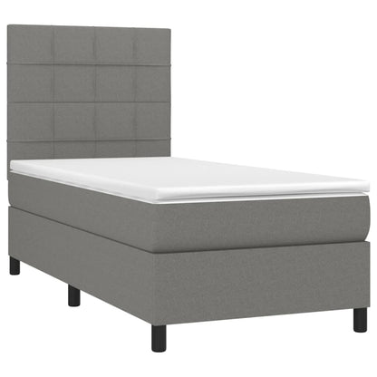 Boxspringbett mit Matratze & LED Dunkelgrau 100x200 cm Stoff