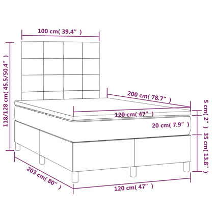 Boxspringbett mit Matratze & LED Dunkelbraun 120x200 cm Stoff