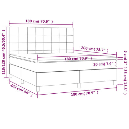 Boxspringbett mit Matratze & LED Dunkelgrau 180x200 cm Stoff