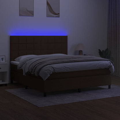 Boxspringbett mit Matratze & LED Dunkelbraun 180x200 cm Stoff