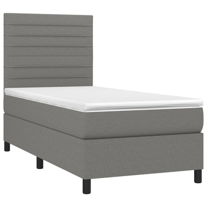 Boxspringbett mit Matratze & LED Dunkelgrau 100x200 cm Stoff