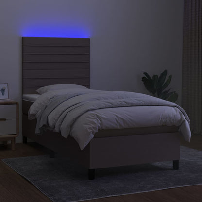 Boxspringbett mit Matratze & LED Taupe 100x200 cm Stoff