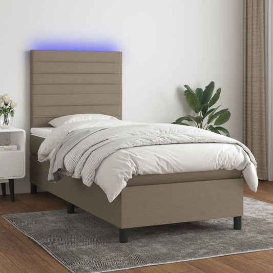 Boxspringbett mit Matratze & LED Taupe 100x200 cm Stoff