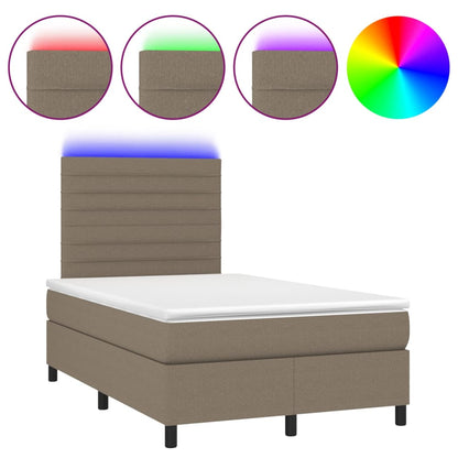 Boxspringbett mit Matratze & LED Taupe 120x200 cm Stoff