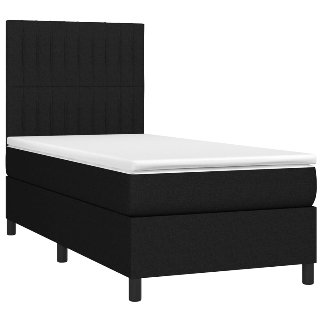 Boxspringbett mit Matratze & LED Schwarz 90x190 cm Stoff