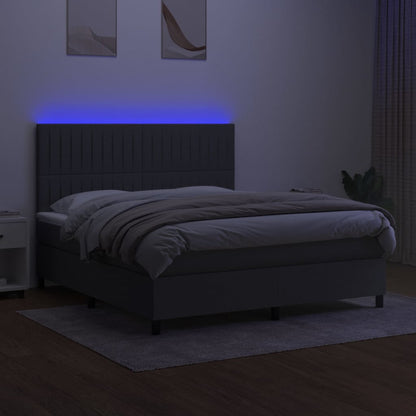 Boxspringbett mit Matratze & LED Dunkelgrau 160x200 cm Stoff