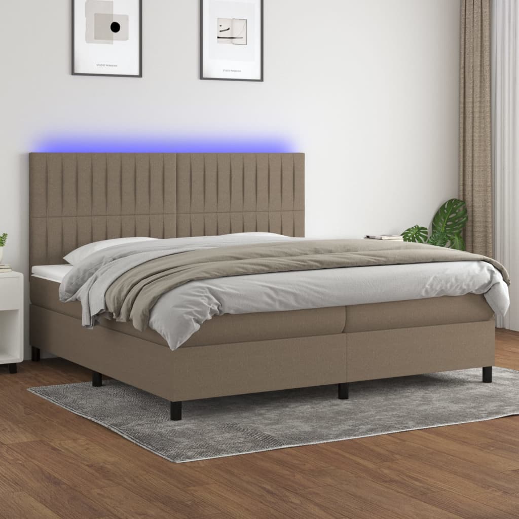 Boxspringbett mit Matratze & LED Taupe 200x200 cm Stoff