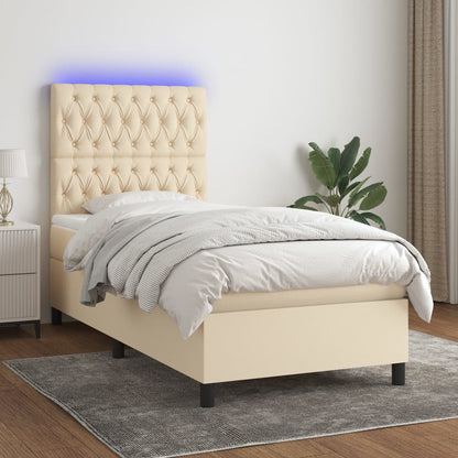 Boxspringbett mit Matratze & LED Creme 80x200 cm Stoff