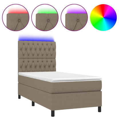 Boxspringbett mit Matratze & LED Taupe 100x200 cm Stoff