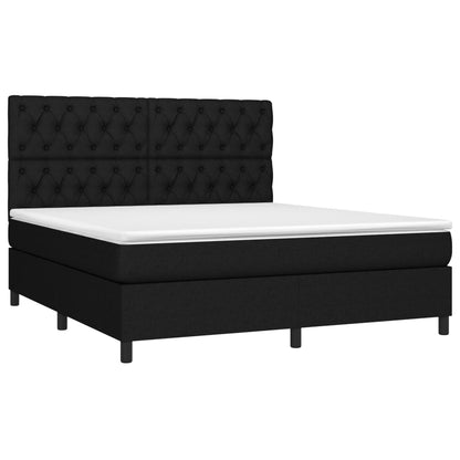 Boxspringbett mit Matratze & LED Schwarz 160x200 cm Stoff