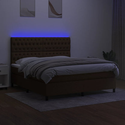 Boxspringbett mit Matratze & LED Dunkelbraun 160x200 cm Stoff