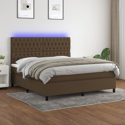 Boxspringbett mit Matratze & LED Dunkelbraun 160x200 cm Stoff