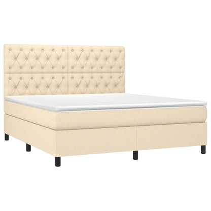 Boxspringbett mit Matratze & LED Creme 160x200 cm Stoff