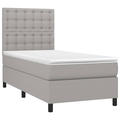 Boxspringbett mit Matratze & LED Hellgrau 90x190 cm Stoff