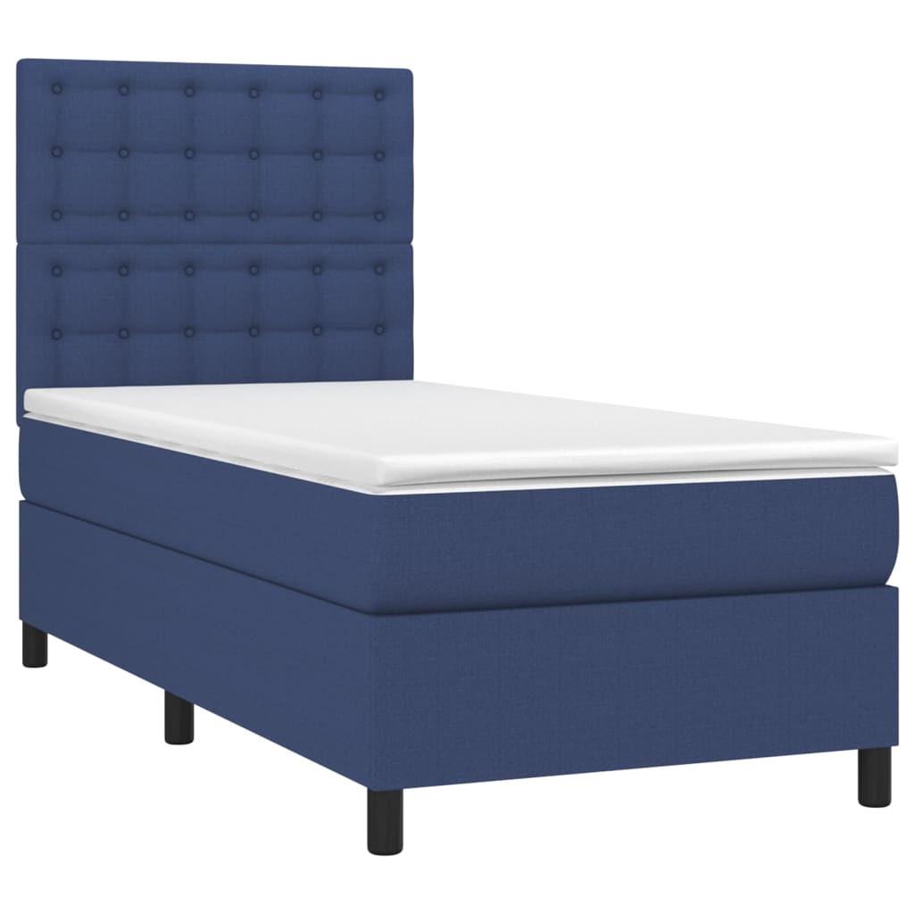 Boxspringbett mit Matratze & LED Blau 100x200 cm Stoff