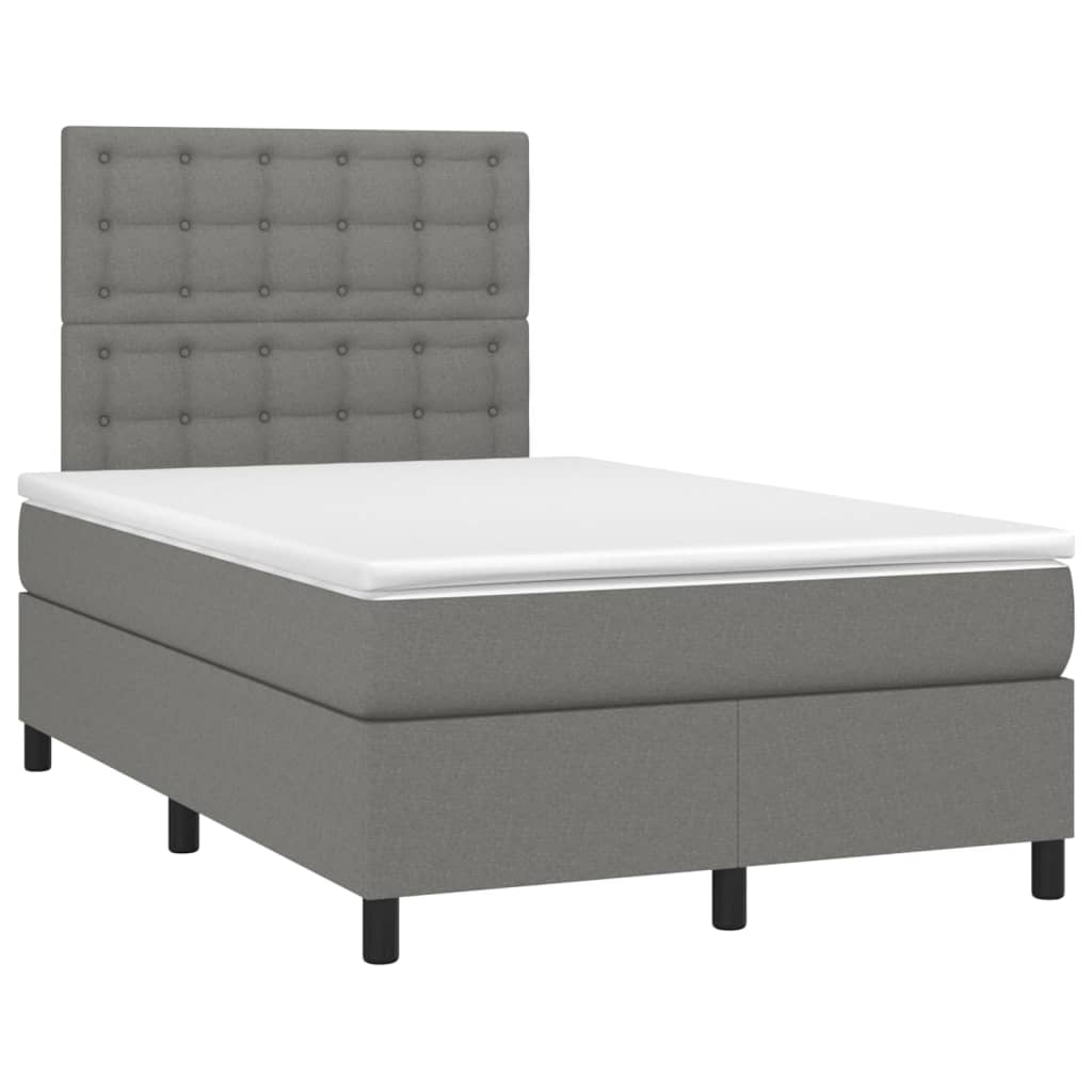 Boxspringbett mit Matratze & LED Dunkelgrau 120x200 cm Stoff