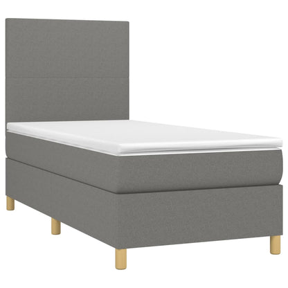 Boxspringbett mit Matratze & LED Dunkelgrau 100x200 cm Stoff