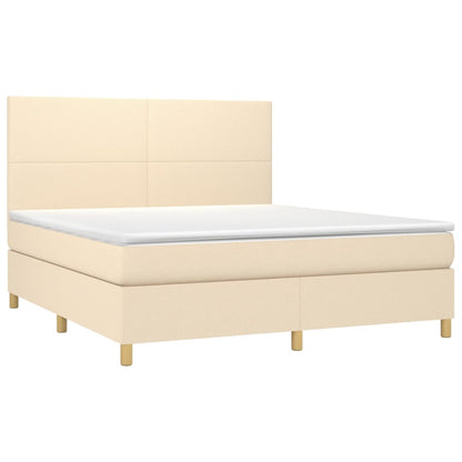 Boxspringbett mit Matratze & LED Creme 160x200 cm Stoff