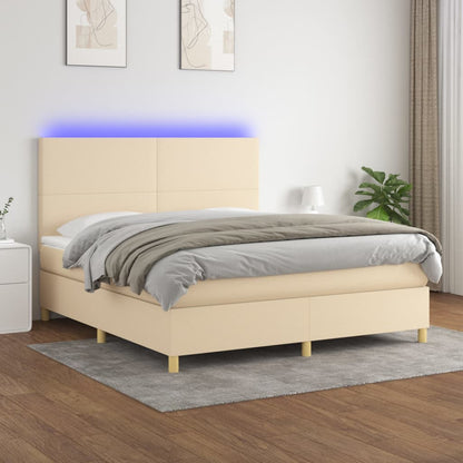 Boxspringbett mit Matratze & LED Creme 160x200 cm Stoff