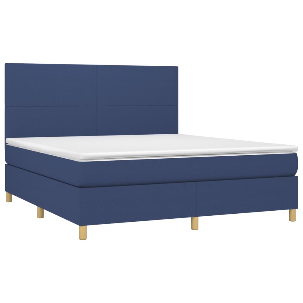 Boxspringbett mit Matratze & LED Blau 160x200 cm Stoff