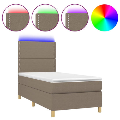 Boxspringbett mit Matratze & LED Taupe 100x200 cm Stoff