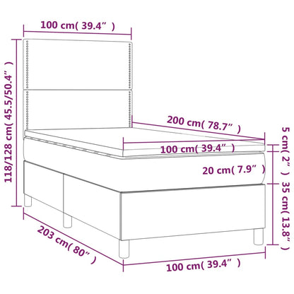 Boxspringbett mit Matratze & LED Taupe 100x200 cm Stoff