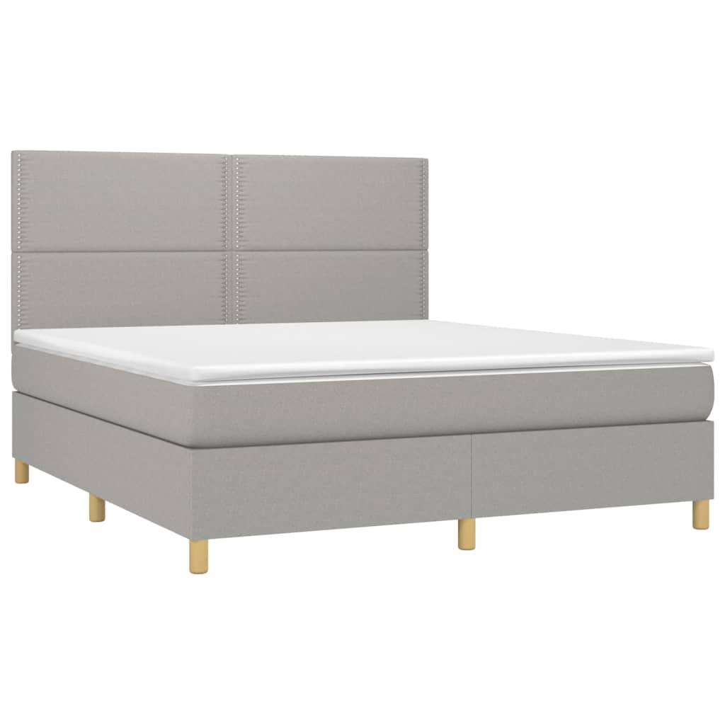 Boxspringbett mit Matratze & LED Hellgrau 160x200 cm Stoff