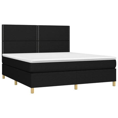 Boxspringbett mit Matratze & LED Schwarz 160x200 cm Stoff