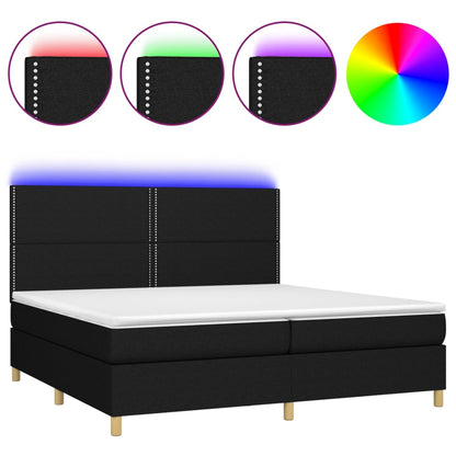 Boxspringbett mit Matratze & LED Schwarz 200x200 cm Stoff