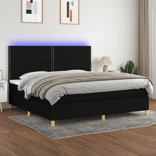 Boxspringbett mit Matratze & LED Schwarz 200x200 cm Stoff