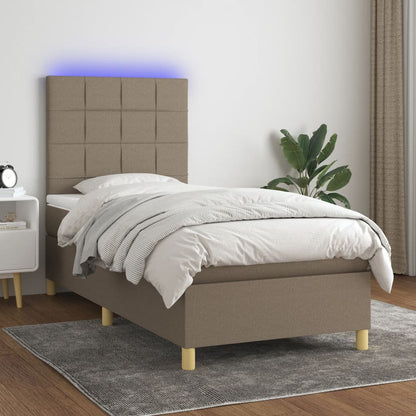 Boxspringbett mit Matratze & LED Taupe 90x190 cm Stoff