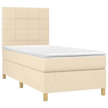 Boxspringbett mit Matratze & LED Creme 90x190 cm Stoff