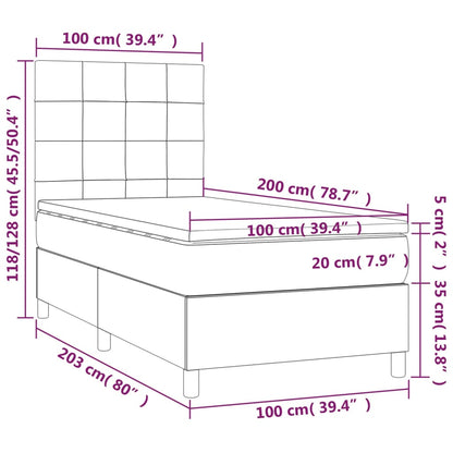 Boxspringbett mit Matratze & LED Dunkelbraun 100x200 cm Stoff