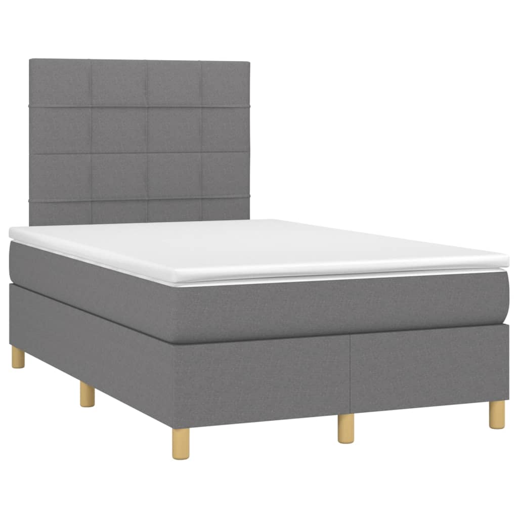 Boxspringbett mit Matratze & LED Dunkelgrau 120x200 cm Stoff