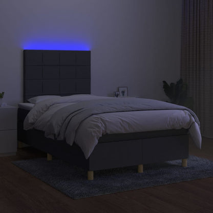 Boxspringbett mit Matratze & LED Dunkelgrau 120x200 cm Stoff