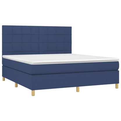 Boxspringbett mit Matratze & LED Blau 160x200 cm Stoff