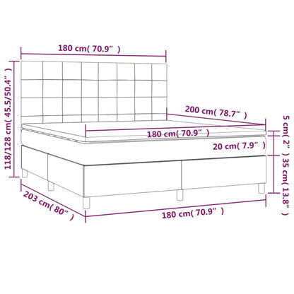 Boxspringbett mit Matratze & LED Dunkelgrau 180x200 cm Stoff