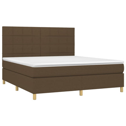 Boxspringbett mit Matratze & LED Dunkelbraun 180x200 cm Stoff