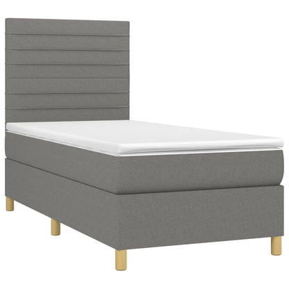 Boxspringbett mit Matratze & LED Dunkelgrau 100x200 cm Stoff