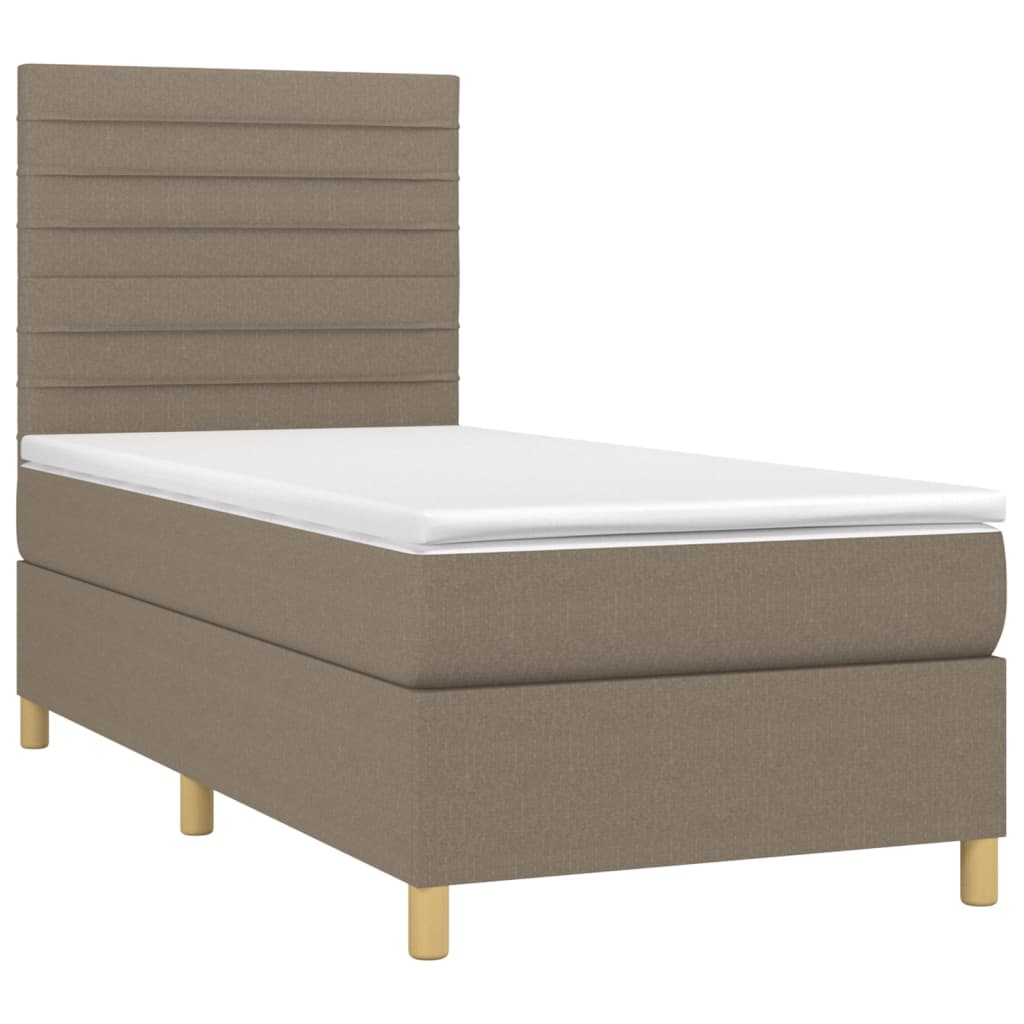 Boxspringbett mit Matratze & LED Taupe 100x200 cm Stoff