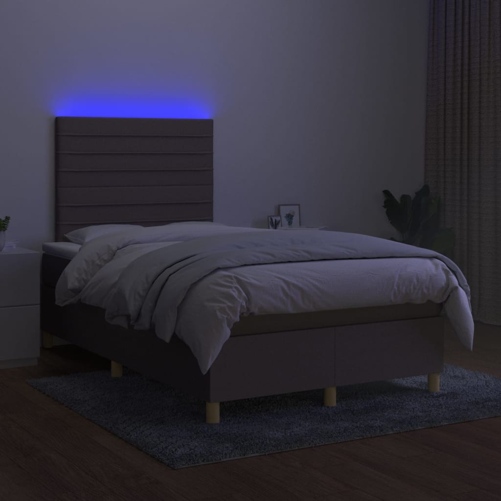 Boxspringbett mit Matratze & LED Taupe 120x200 cm Stoff