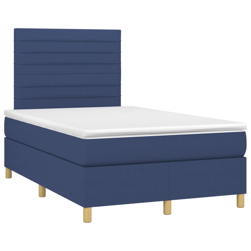 Boxspringbett mit Matratze & LED Blau 120x200 cm Stoff