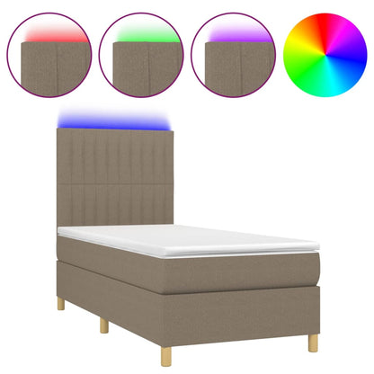 Boxspringbett mit Matratze & LED Taupe 100x200 cm Stoff