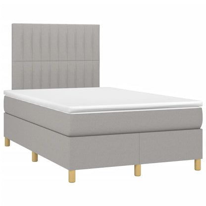 Boxspringbett mit Matratze & LED Hellgrau 120x200 cm Stoff