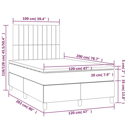 Boxspringbett mit Matratze & LED Dunkelbraun 120x200 cm Stoff