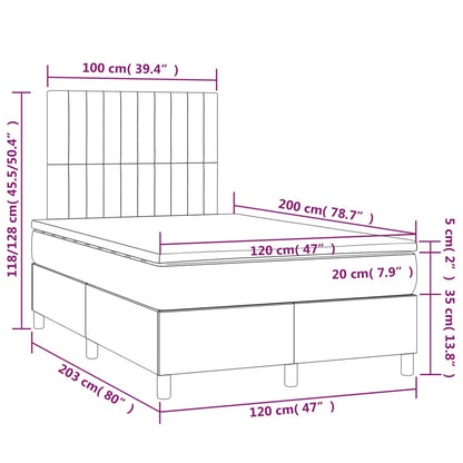 Boxspringbett mit Matratze & LED Taupe 120x200 cm Stoff