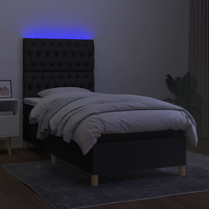 Boxspringbett mit Matratze & LED Schwarz 90x190 cm Stoff