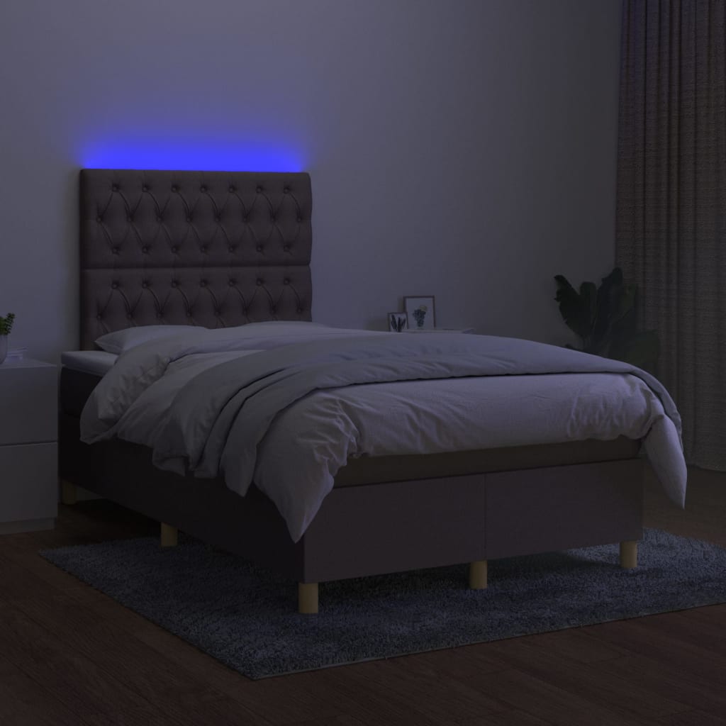 Boxspringbett mit Matratze & LED Taupe 120x200 cm Stoff