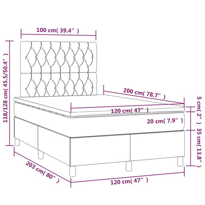 Boxspringbett mit Matratze & LED Taupe 120x200 cm Stoff